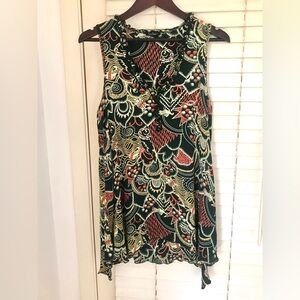 Vintage Loco Lindo Made in California Sleeveless Boho Tunic Top Sz L Ruffles